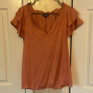 Express Peach Satin Blouse Size Large